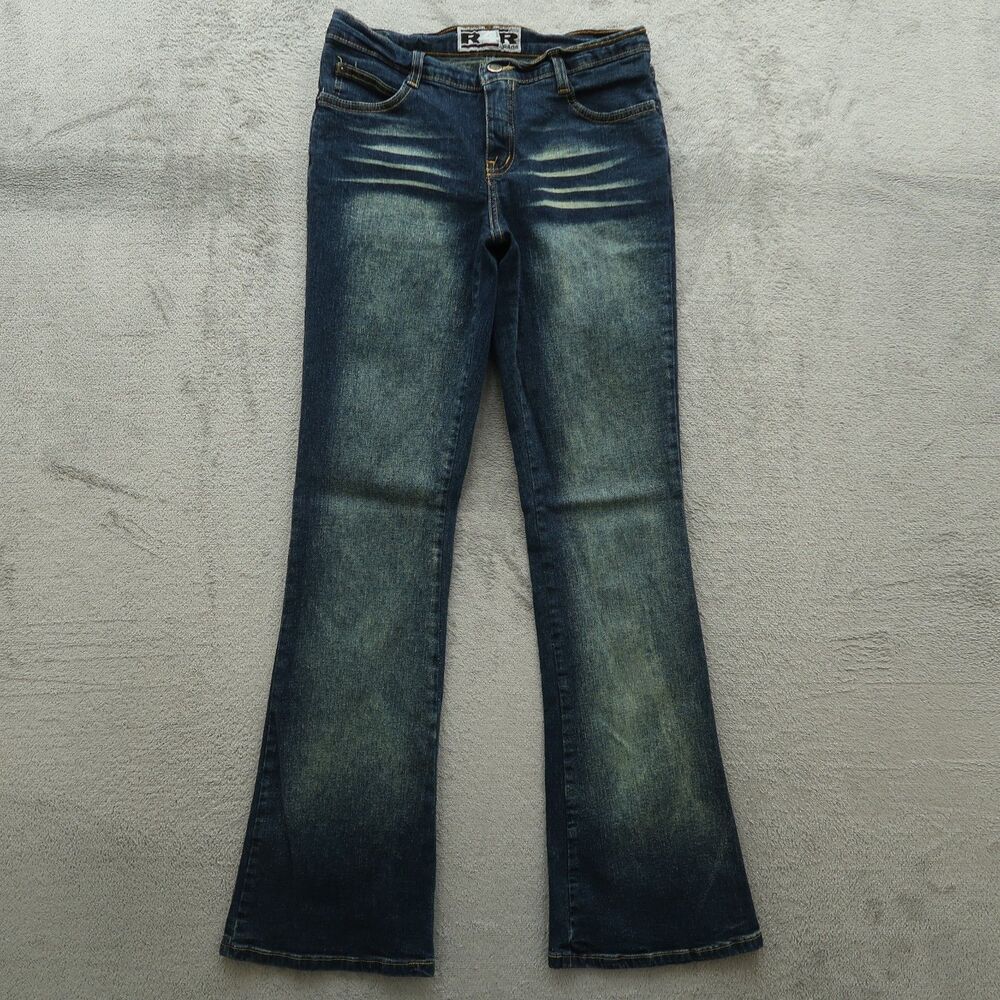R4R Rave Jeans Junior's Size 9 Blue Low-Rise Bootcut Denim 31.5" Inseam Stretch